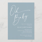 スクリプモダントほこりっぽい青Oh赤ちゃんシャワー 招待状 (正面)