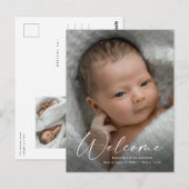 スクリプモダントようこそベビー写真誕生ありがとう ポストカード (正面/裏面)