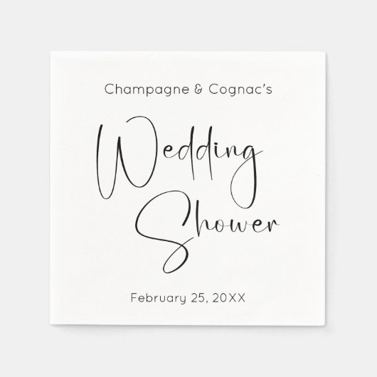 スクリプモダントウェディングシャワー スタンダードカクテルナプキン (正面)