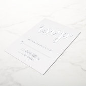 スクリプモダントウェディングRSVPシルバー 箔招待状 (回転した状態)