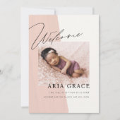 スクリプモダントウェルカムベビーガール誕生 案内状 (正面)