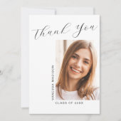 スクリプモダントエレガントの写真シンプルの卒業 サンキューカード (正面)