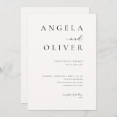 スクリプモダントエレガントアイボリーミニマル結婚リスト 招待状 (正面/裏面)