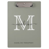 スクリプモダントエレガントエバーグリーンフォグモノグラム クリップボード (正面)