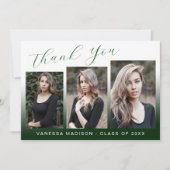 スクリプモダントエレガントグラディエント緑3フォトグラード サンキューカード (正面)