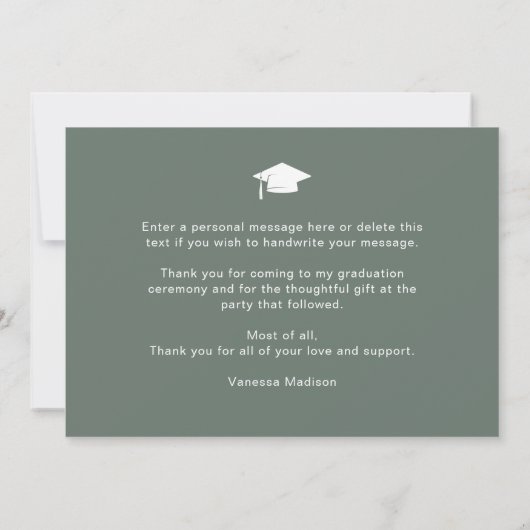 スクリプモダントエレガントグラディエント緑3フォトグラード サンキューカード (裏面)