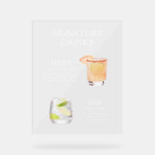 スクリプモダントエレガントシグネチャー飲料カクテル アクリルサイン (正面)