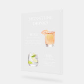 スクリプモダントエレガントシグネチャー飲料カクテル アクリルサイン (傾斜)