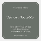 スクリプモダントエレガントセージ緑包装用キャンドル スクエアシール (正面)