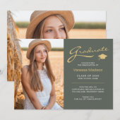 スクリプモダントエレガントセージ緑 | 2フォトグラード 案内状 (正面/裏面)