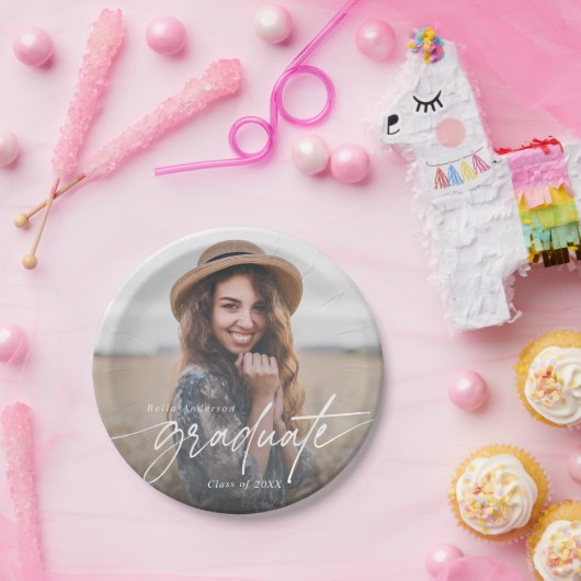 スクリプモダントエレガントタイポグラフィ大学院写真 ペーパープレート (パーティー)