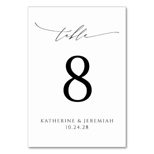 スクリプモダントエレガントタイポグラフィ結婚の テーブルナンバー (正面)