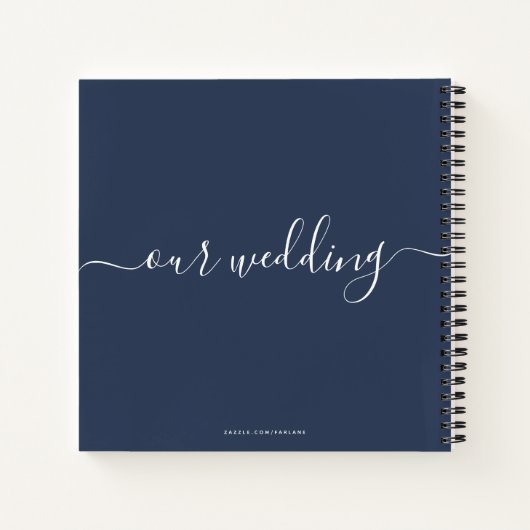 スクリプモダントエレガントネイビーブルー結婚ズゲスト ノートブック (裏面)