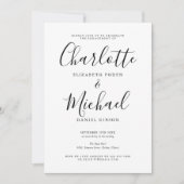 スクリプモダントエレガントフォト婚約パーティ 招待状 (正面)