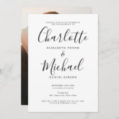 スクリプモダントエレガントフォト婚約パーティ 招待状 (正面/裏面)