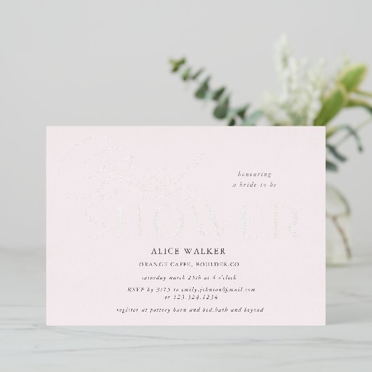 スクリプモダントエレガントブライダルシャワー箔の起動 箔招待状 (立ち正面)