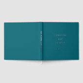 スクリプモダントエレガントブルーティール（緑がかった色）結婚ズシルバー ゲストブック (全面)