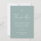 スクリプモダントエレガントミニマルセージ緑のバプテスマ サンキューカード (正面)