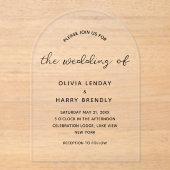 スクリプモダントエレガントミニマル結婚リスト アクリル招待状 (正面)