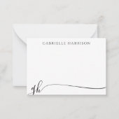 スクリプモダントエレガントモノグラムイニシャルブラック ノートカード (正面)