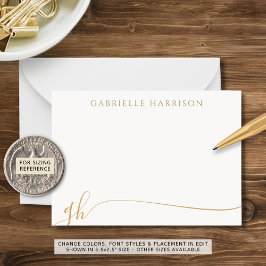 スクリプモダントエレガントモノグラムイニシャル金ゴールド ノートカード