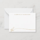 スクリプモダントエレガントモノグラムイニシャル金ゴールド ノートカード (正面)