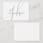 スクリプモダントエレガントモノグラム名シルバーグレー ノートカード (正面/裏面)