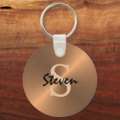 スクリプモダントエレガントモノグラム青銅金属 キーホルダー (正面)