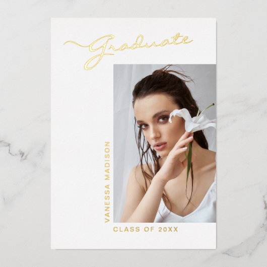 スクリプモダントエレガント写真 |グラッド発表 箔招待状 (正面)