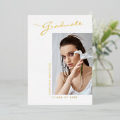 スクリプモダントエレガント写真 |グラッド発表 箔招待状 (立ち正面)