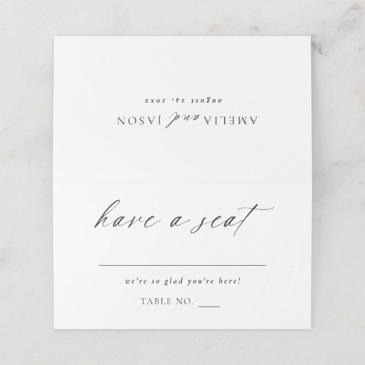 スクリプモダントエレガント座席表テーブル番号 プレイスカード (外部開封)