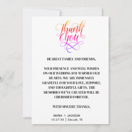 スクリプモダントエレガント白黒結婚の サンキューカード