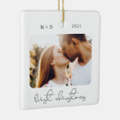 スクリプモダントエレガント結婚婚約の写真 セラミックオーナメント (右)