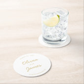 スクリプモダントエレガント金ゴールドの結婚ハッシュタグカスタム。 ラウンドペーパーコースター (インサイチュ)