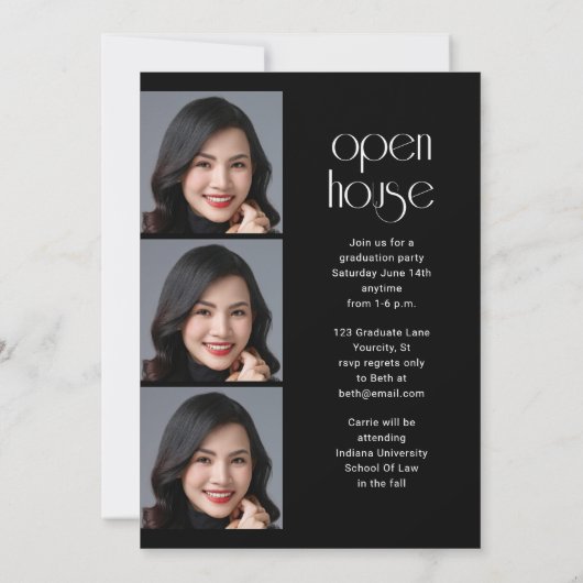 スクリプモダントエレガント4写真卒業パーティー 招待状 (裏面)