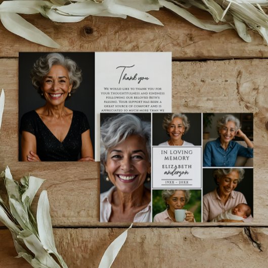 スクリプモダントエレガント6写真の葬儀/メモリアル サンキューカード