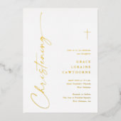 スクリプモダントエレガント《キリスト教》洗礼式や命名式金ゴールド 箔招待状 (正面)