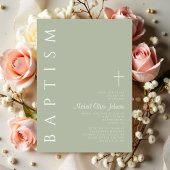 スクリプモダントエレガント・セージ・グリーン・バプテスマ 招待状