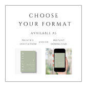 スクリプモダントエレガント・セージ・グリーン・バプテスマ 招待状