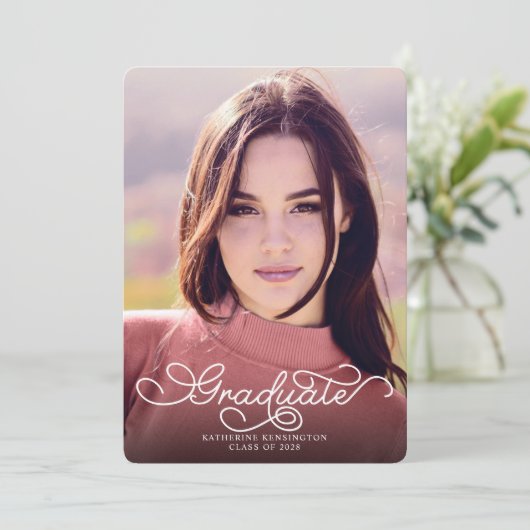 スクリプモダントエレガント・ブルゴーニュ写真卒業 案内状 (スタンド正面)