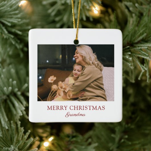 スクリプモダントエレガント・メリークリスマスおばあちゃん セラミックオーナメント (ツリー)