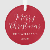 スクリプモダントエレガント・メリー・クリスマス・レッド オーナメント (裏面)