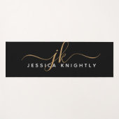 スクリプモダントエレガント・モノグラム・イニシャルブラック・金ゴールド ヨガマット (正面(横))