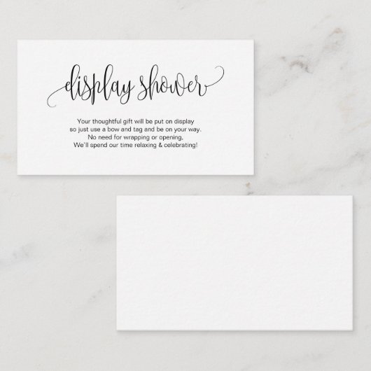 スクリプモダントエレガント、黒いフォント、ディスプレイシャワー エンクロージャーカード (正面/裏面)