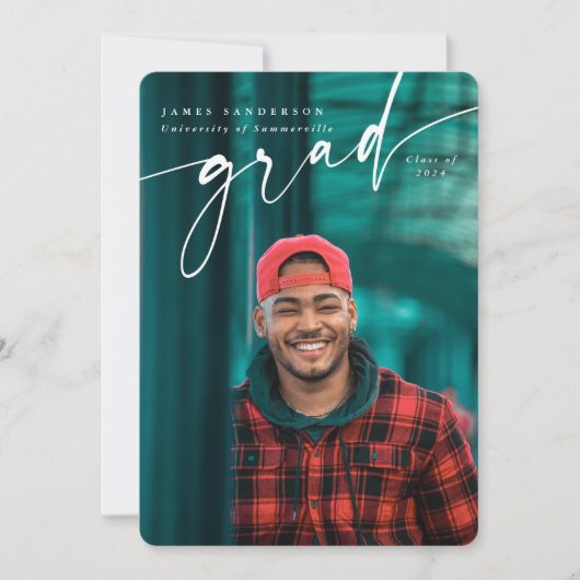 スクリプモダントオーバーレイ2枚の写真卒業 案内状 (正面)