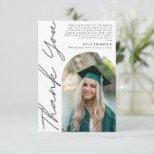 スクリプモダントカジュアルアーチ写真卒業ブラック サンキューカード (スタンド正面)