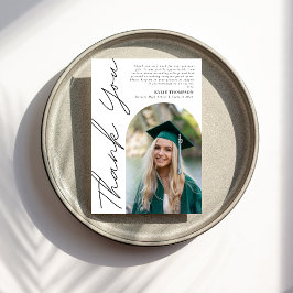 スクリプモダントカジュアルアーチ写真卒業ブラック サンキューカード