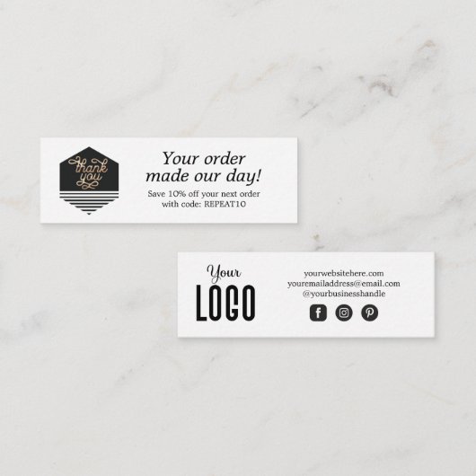 スクリプモダントカスタムの受注サンキューカード スキニー名刺 (正面/裏面)