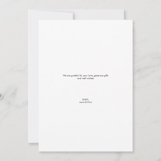 スクリプモダントカスタムフォトカップル赤ちゃんシャワー サンキューカード (裏面)