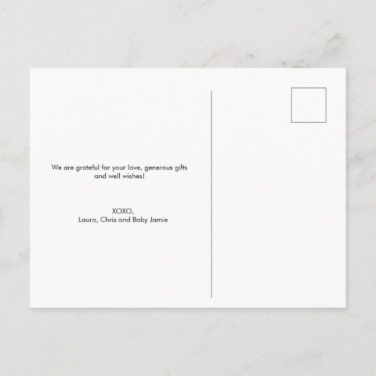 スクリプモダントカスタムフォトベビー生まれたばかりのシャワー ポストカード (裏面)